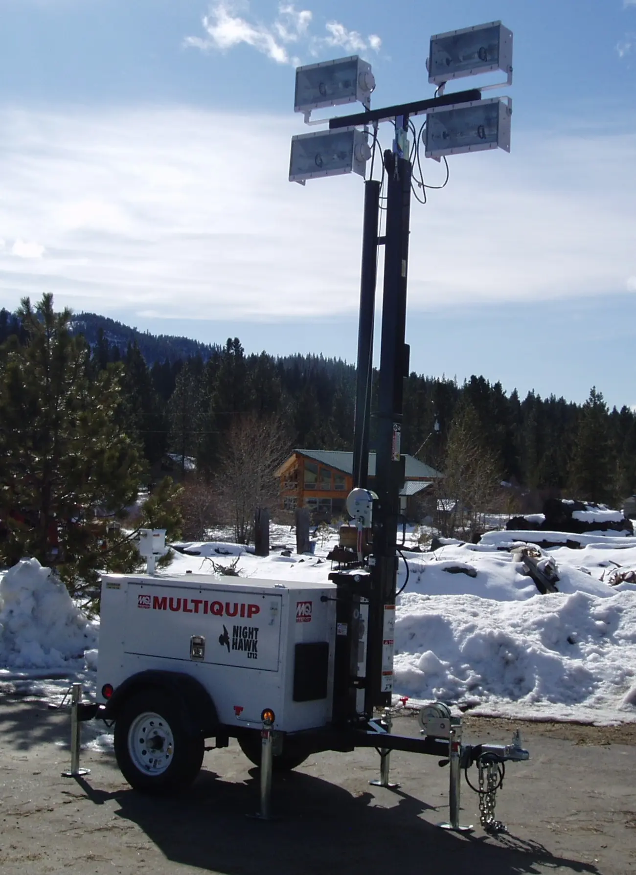A deployed light tower at an Evergreen Resource base camp